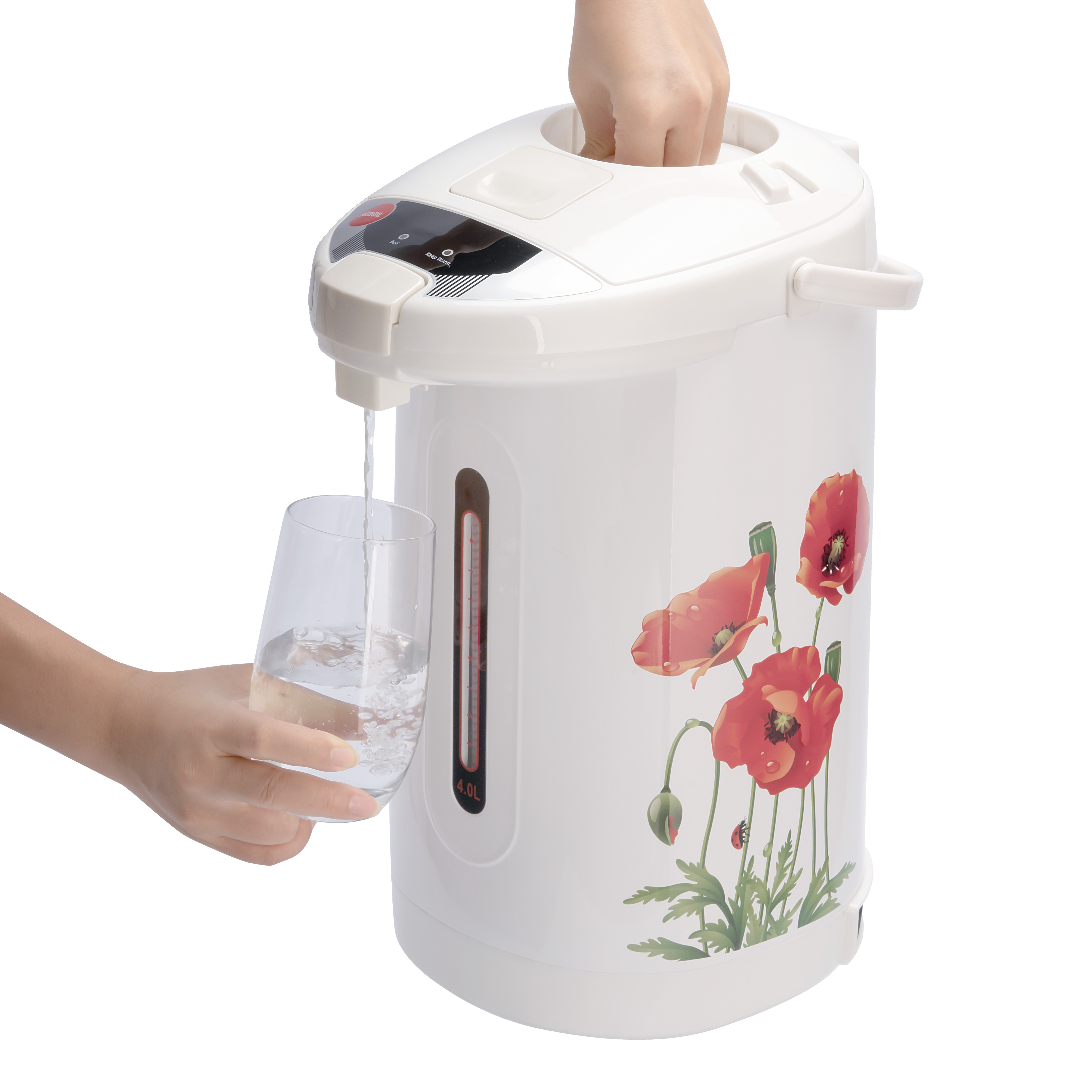 Olla termo eléctrica de agua caliente con patrón floral, función Simple, eléctrica